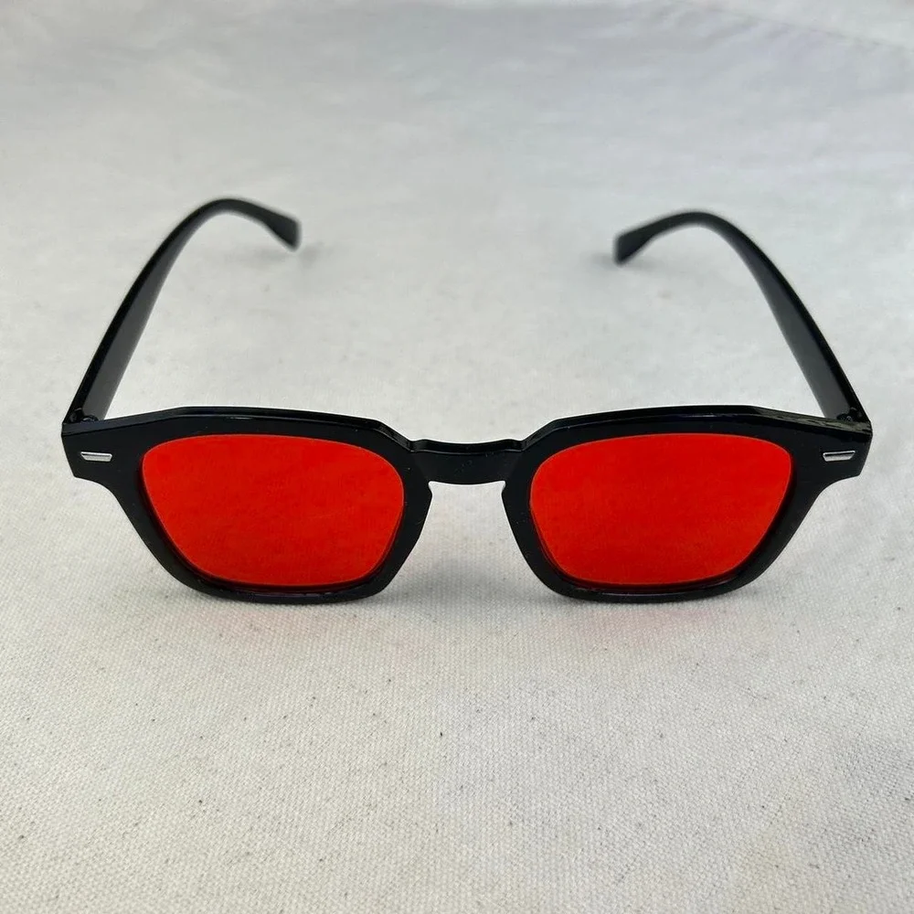 Vintage unique retro style black rounded square sunglasses cyber grunge techno